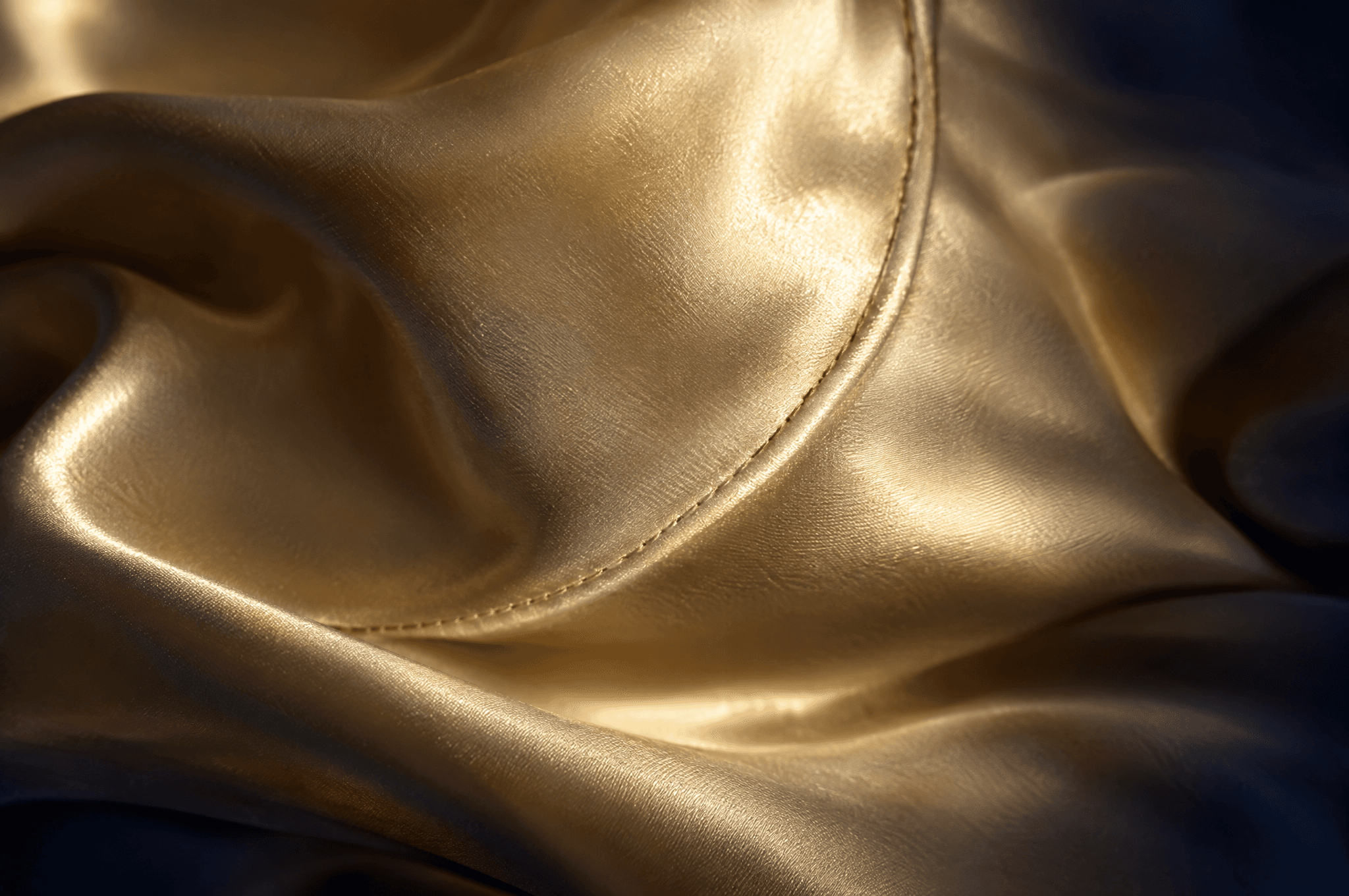 Close-up of folded ivory silk catching warm lamplight.